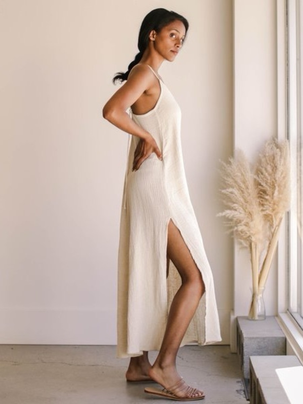 Bahhgoose Rose Dress Linen Cotton In Wheat Size S/M Vguc — image 4 of 8